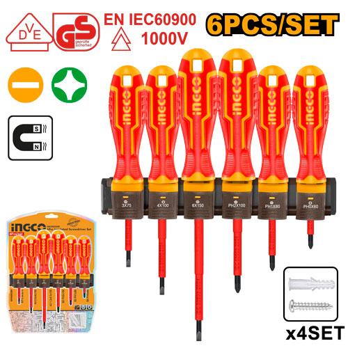 INGCO 6 Pcs Insulated Screwdriver Set - HKISD0608