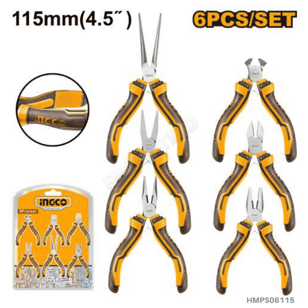 INGCO 6 Pcs Mini Pliers Set - HMPS06115