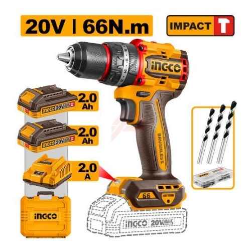 INGCO 66Nm Compact Brushless Cordless Impact Drill - CIDLI20668