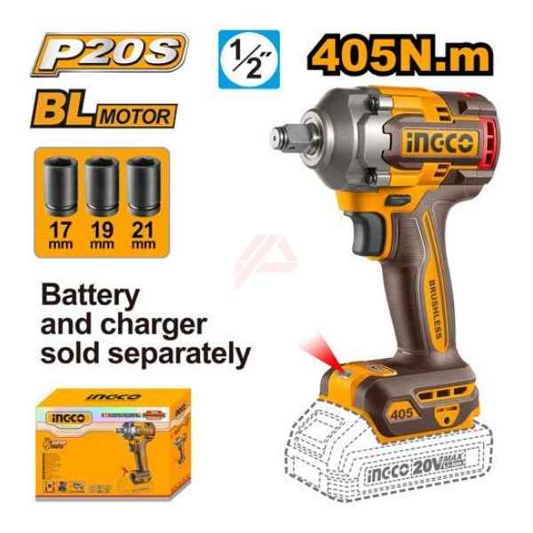 INGCO 405Nm Cordless Impact Wrench - CIWLI20451