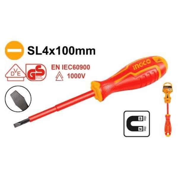 INGCO 4" Insulated Slotted screwdriver - HISD814100