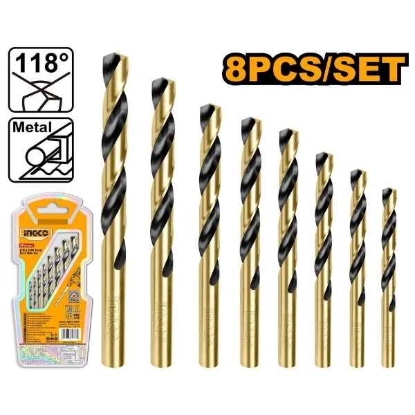 INGCO 8 Pcs HSS twist drill bits set - AKDL51501