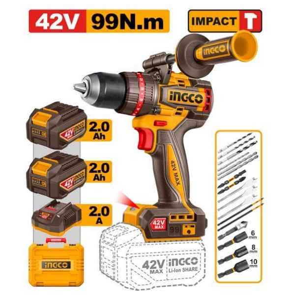INGCO 99Nm Brushless Cordless Impact Drill - CIDLI429982