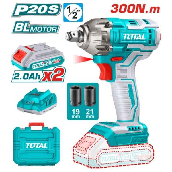 TOTAL 1/2" Lithium-Ion Impact Wrench - TIWLI2038