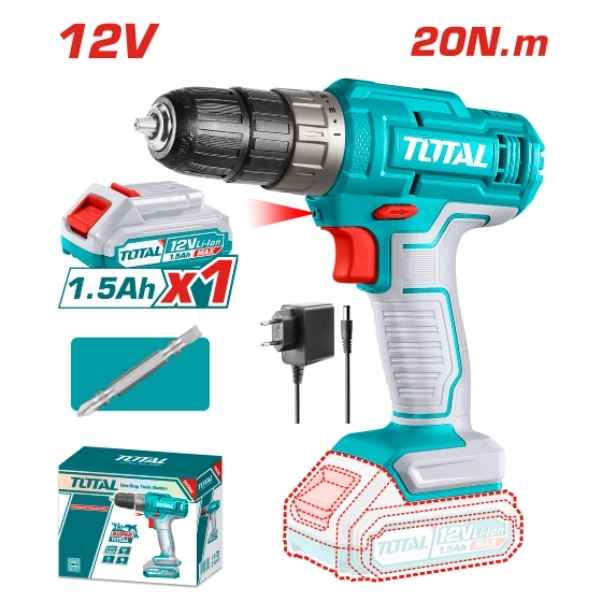 TOTAL 20Nm Lithium-Ion Cordless Drill - TDLI1218