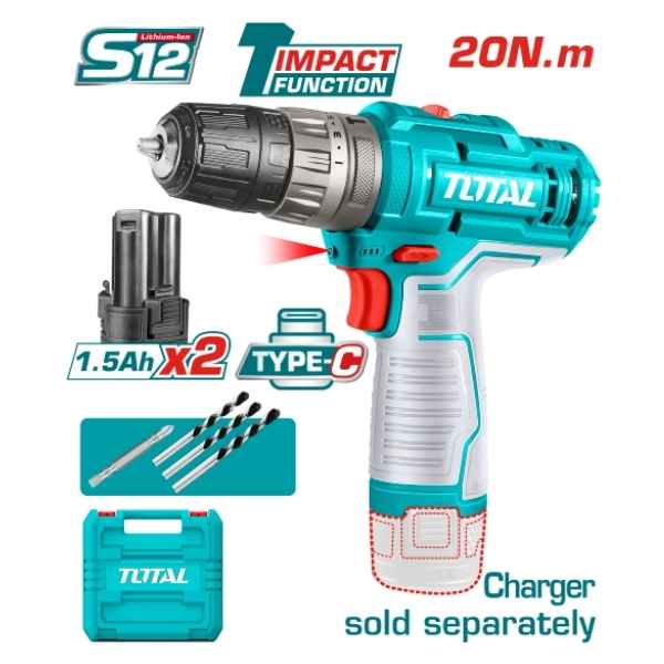 TOTAL 20Nm Cordless Impact Drill - TIDLI12202