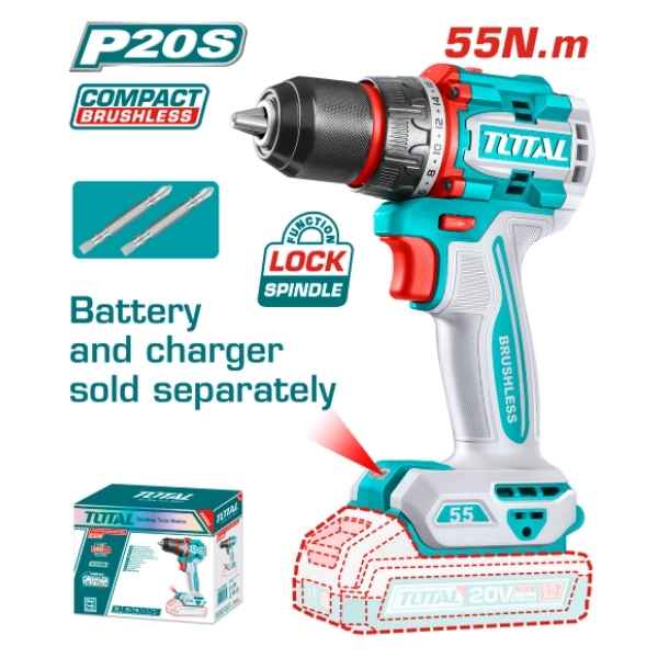 TOTAL 55Nm Compact Brushless Cordless Drill - TDLI205581