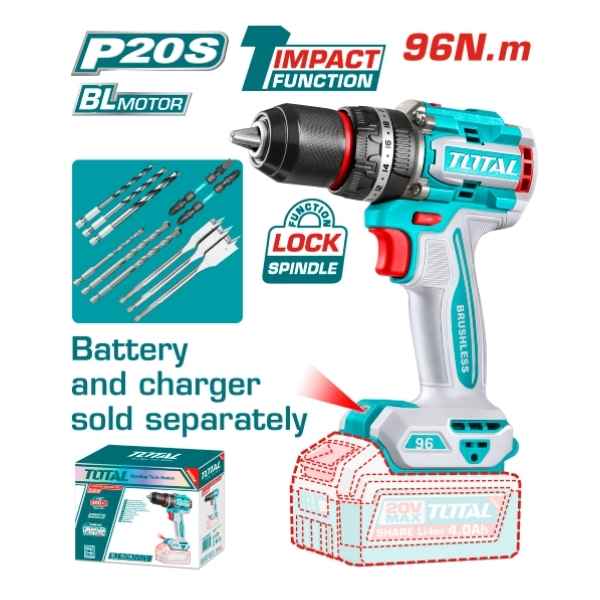 TOTAL 96Nm Brushless Cordless Impact Drill - TIDLI209681