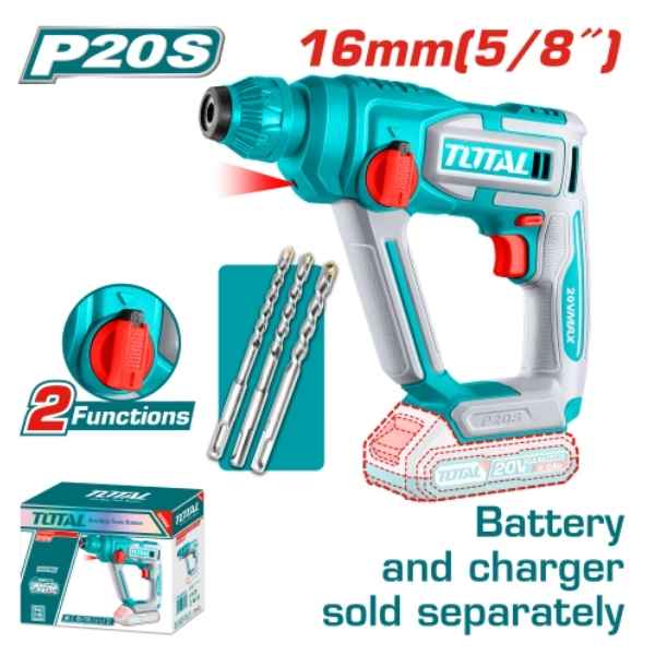 TOTAL 16mm Lithium-Ion Rotary Hammer - TRHLI20168