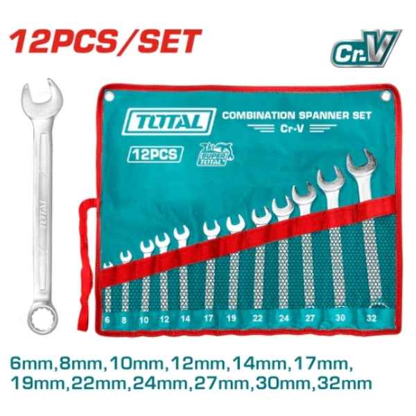TOTAL 12 Pcs combination spanner set - THT1022122