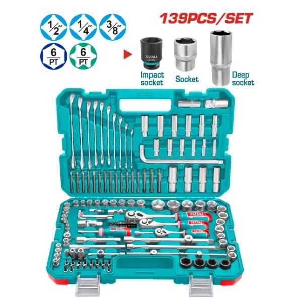 TOTAL 139 Pcs Combination Socket Set - THKTHP21396