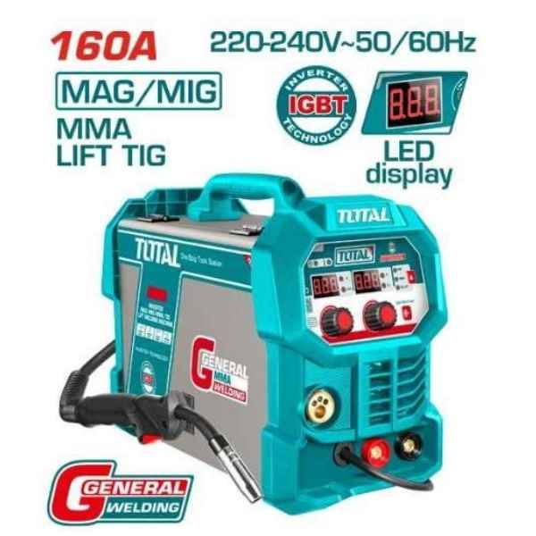 TOTAL 160A Inverter MAG/MIG/ MMA/TIG Lift Welding Machine - TMGT16058