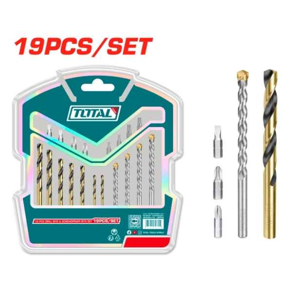 TOTAL 19pcs Drill Bits & Screwdriver Bits set - TACSDB1901