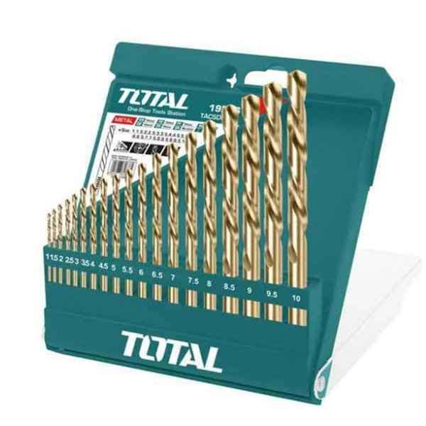 TOTAL 19Pcs HSS Twist Drill Bits Set - TACSD0195