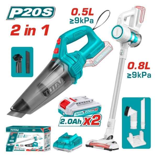 TOTAL 2Pcs Cordless Vacuum Cleaner Kit - TOSLI29832
