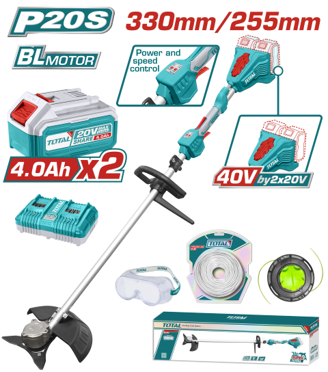 TOTAL Cordless String Trimmer & Brush Cutter - TSTLI200285