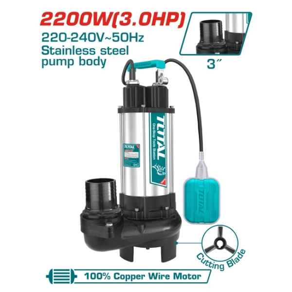 TOTAL 3.0Hp Sewage Submersible Pump - TWP7220026