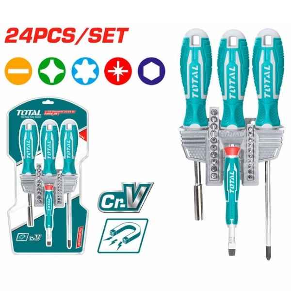 TOTAL 24 pcs screwdriver and bits set - TACSD302462