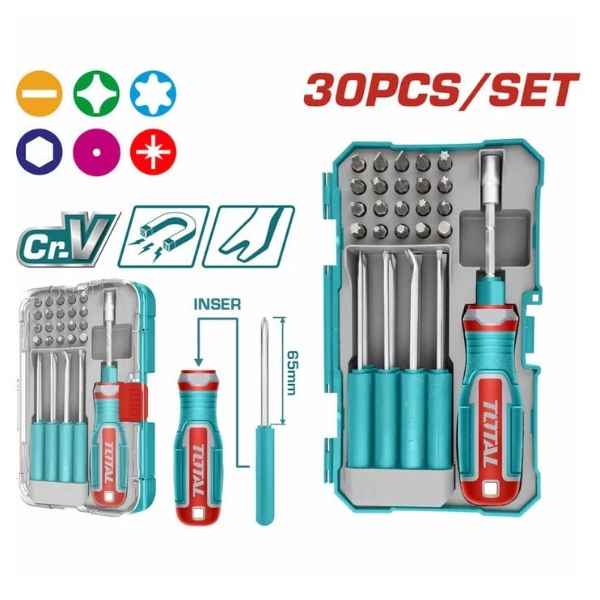TOTAL 30Pcs T-Handle Wrench Screwdriver Set - TACSD30306