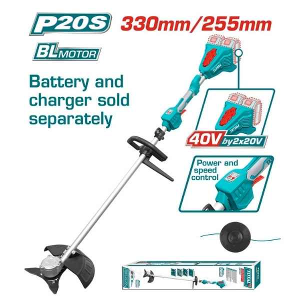 TOTAL Cordless String Trimmer & Brush Cutter - TSTLI20028