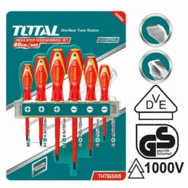 TOTAL 6 Pcs Insulated Screwdriver Set - THTIS566