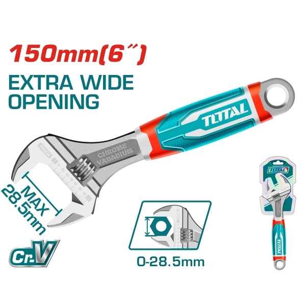 TOTAL 6″ Adjustable Wrench - THT101066