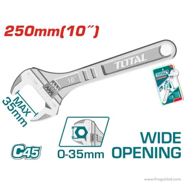 TOTAL 10″ Adjustable Wrench - THT1010103