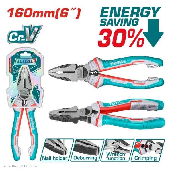 TOTAL 6″ High leverage combination pliers - THT210606S