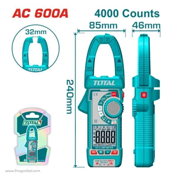 TOTAL 600A Digital AC Clamp Meter - TMT766001