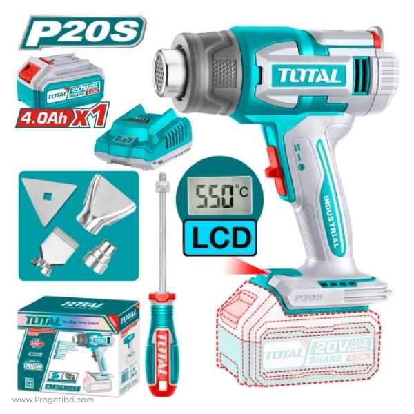 TOTAL Lithium-Ion heat gun(With B&C) - TBLI2003/1