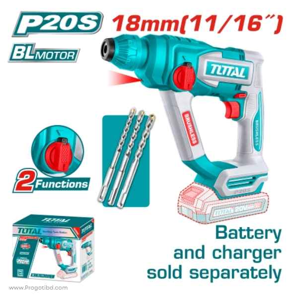 TOTAL 18mm Cordless Rotary Hammer(No B&C) - TRHLI20188