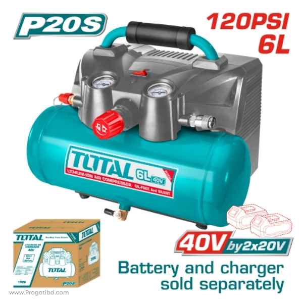 TOTAL 6L Cordless Air Compressor (NO B&C) - TACLI2003