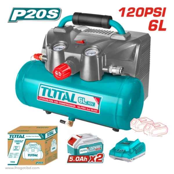 TOTAL 6L Cordless Air Compressor (With B&C) - TACLI2003/1