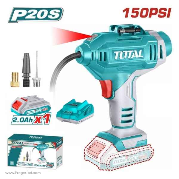 TOTAL Cordless Auto Air Compressor(With B&C) - TACLI2018/1