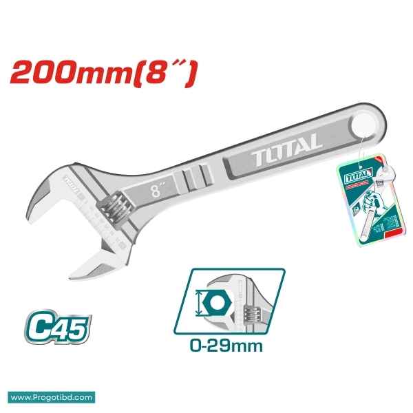 TOTAL 8″ Total Adjustable Wrench - THT101083