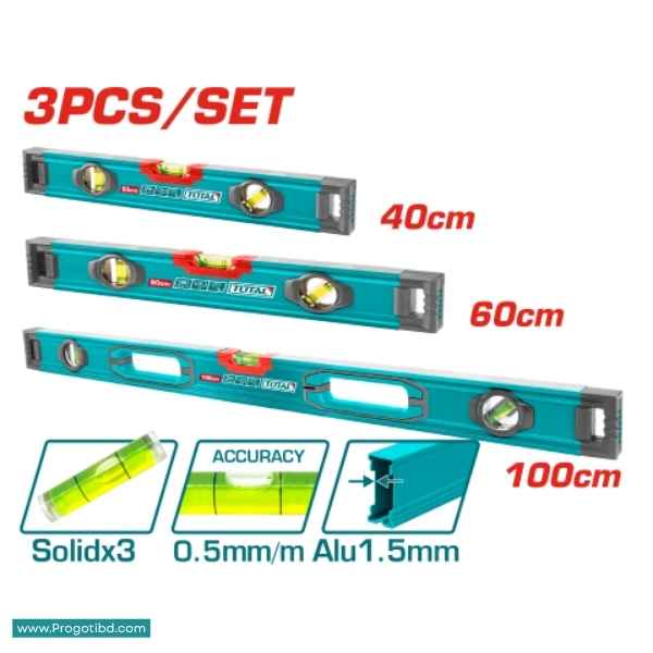 TOTAL 3 Pcs Spirit Level Set - THT10203