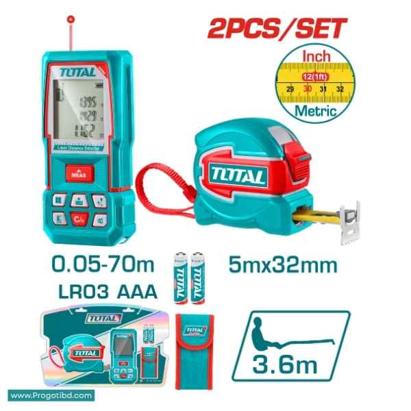 TOTAL Laser Distance Detector Combo Kit - TLDD241201