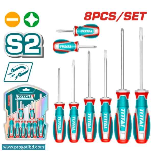 TOTAL 8 Pcs Screwdriver Set - TKSDS0826