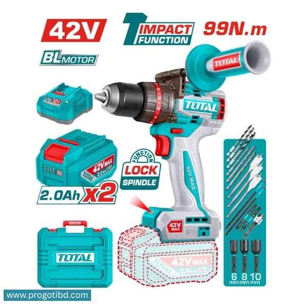 TOTAL 99Nm Brushless Cordless Impact Drill - TIDLI429982